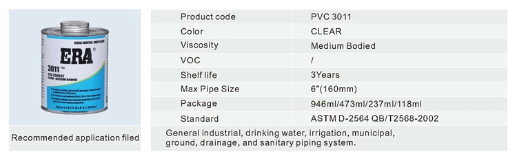 PVC 3011 Pipe Solvent Cement/Plastic Pipe Glue for Water Pipe Line