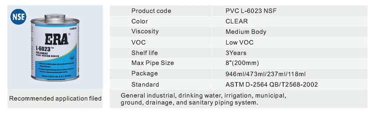 PVC L-6023 NSF Building Material Clear Plastic Solvent Cement for Water Pipe Line
